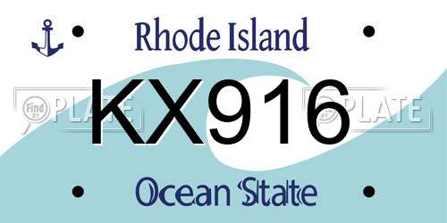 KX916 Rhode Island License Plate