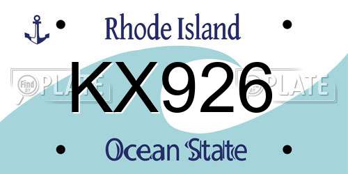 KX926 Rhode Island License Plate
