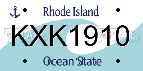 KXK1910 Rhode Island License Plate