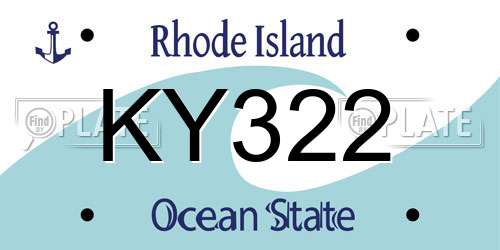 KY322 Rhode Island License Plate
