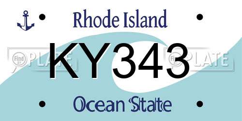 KY343 Rhode Island License Plate