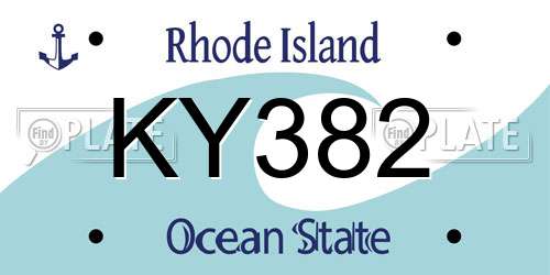 KY382 Rhode Island License Plate