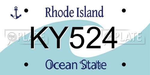 KY524 Rhode Island License Plate