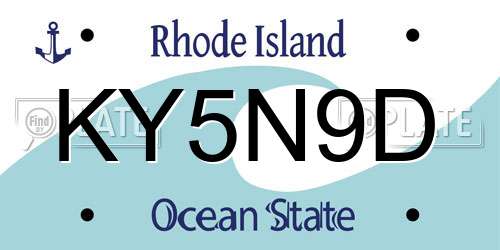 KY5N9D Rhode Island License Plate
