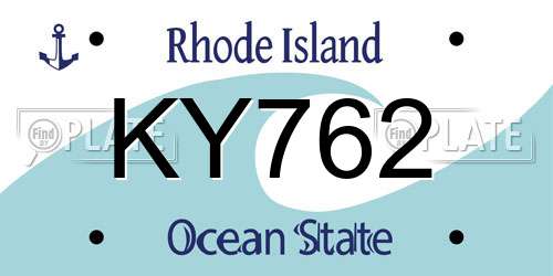 KY762 Rhode Island License Plate