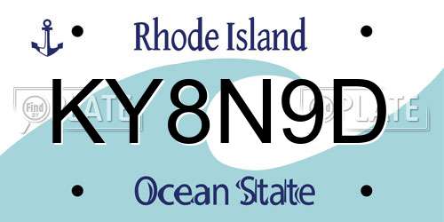 KY8N9D Rhode Island License Plate
