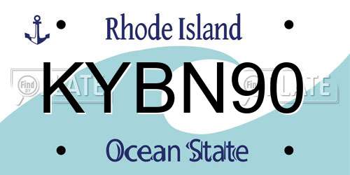 KYBN90 Rhode Island License Plate