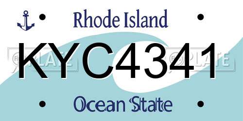 KYC4341 Rhode Island License Plate
