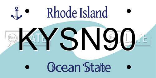 KYSN90 Rhode Island License Plate