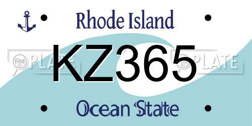 KZ365 Rhode Island License Plate