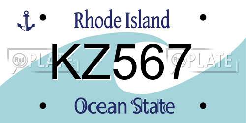 KZ567 Rhode Island License Plate