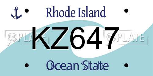 KZ647 Rhode Island License Plate