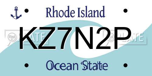 KZ7N2P Rhode Island License Plate