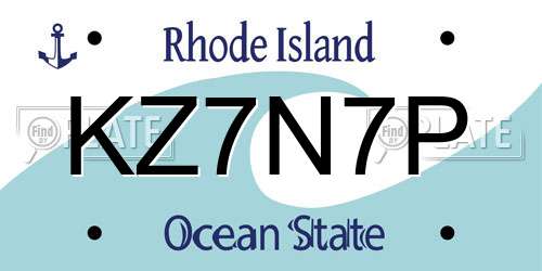 KZ7N7P Rhode Island License Plate