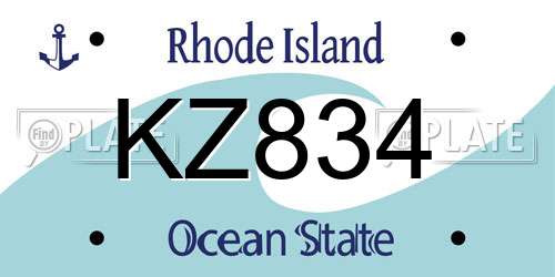KZ834 Rhode Island License Plate