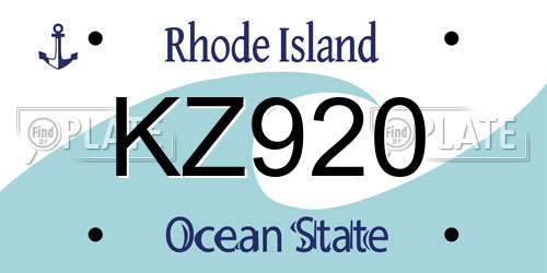 KZ920 Rhode Island License Plate