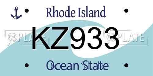KZ933 Rhode Island License Plate