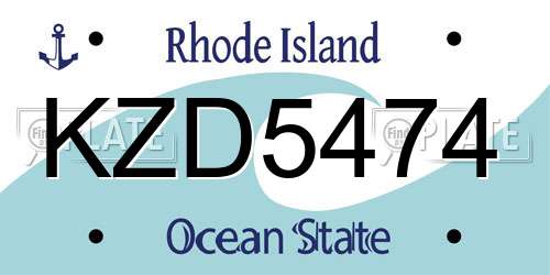 KZD5474 Rhode Island License Plate