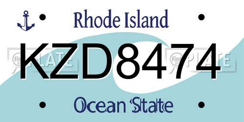 KZD8474 Rhode Island License Plate