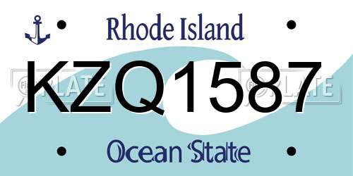 KZQ1587 Rhode Island License Plate