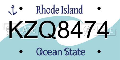KZQ8474 Rhode Island License Plate