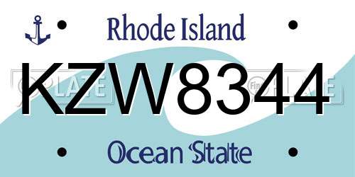 KZW8344 Rhode Island License Plate
