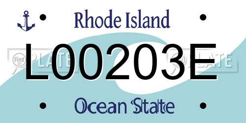 L00203E Rhode Island License Plate