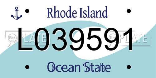 L039591 Rhode Island License Plate