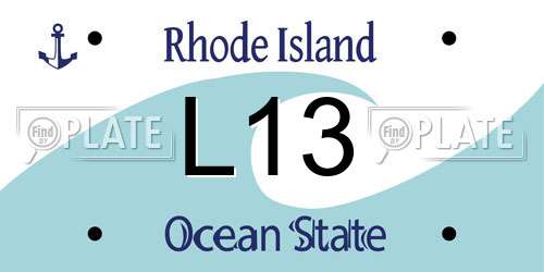 L13 Rhode Island License Plate