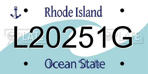 L20251G Rhode Island License Plate