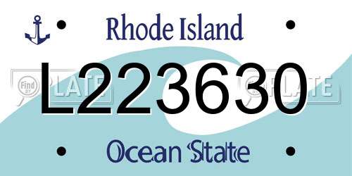 L223630 Rhode Island License Plate