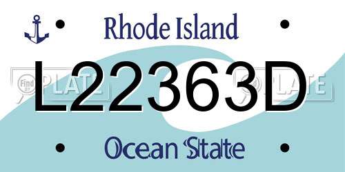 L22363D Rhode Island License Plate