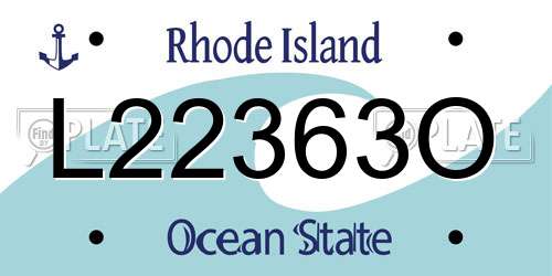 L22363O Rhode Island License Plate