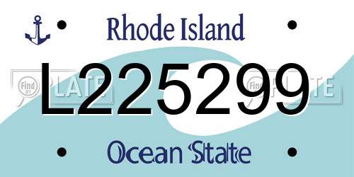L225299 Rhode Island License Plate