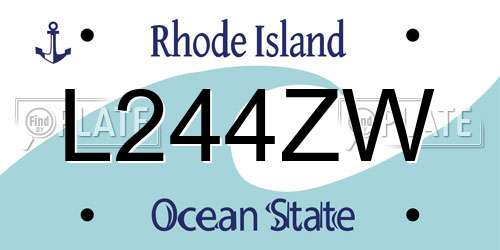L244ZW Rhode Island License Plate