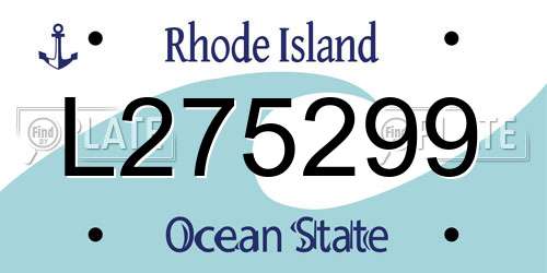 L275299 Rhode Island License Plate