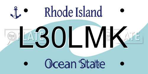 L30LMK Rhode Island License Plate