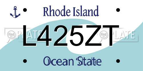 L425ZT Rhode Island License Plate