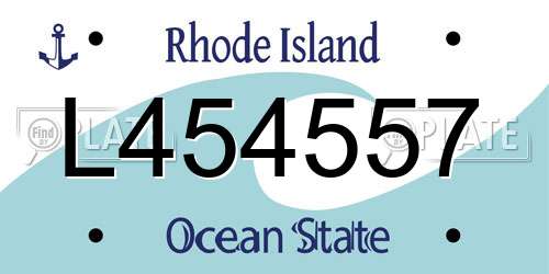 L454557 Rhode Island License Plate