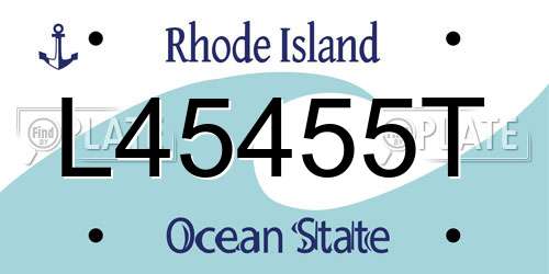 L45455T Rhode Island License Plate
