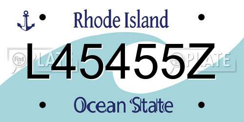 L45455Z Rhode Island License Plate
