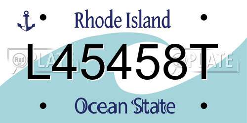 L45458T Rhode Island License Plate