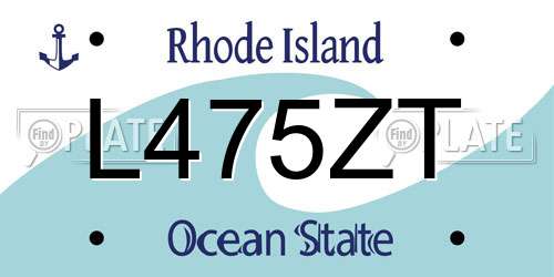 L475ZT Rhode Island License Plate