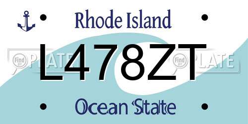 L478ZT Rhode Island License Plate