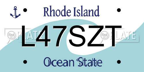 L47SZT Rhode Island License Plate
