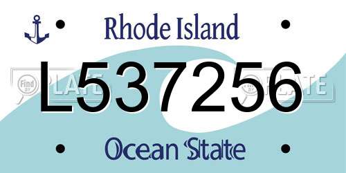 L537256 Rhode Island License Plate
