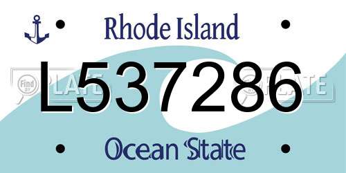 L537286 Rhode Island License Plate