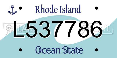 L537786 Rhode Island License Plate