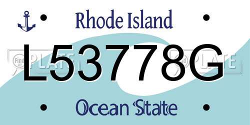 L53778G Rhode Island License Plate