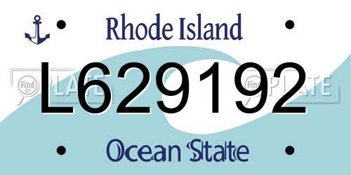 L629192 Rhode Island License Plate